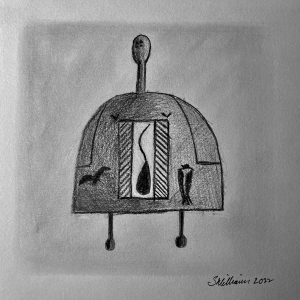 Funerary bell (pencil, 20220522) Stephen J. Williams
